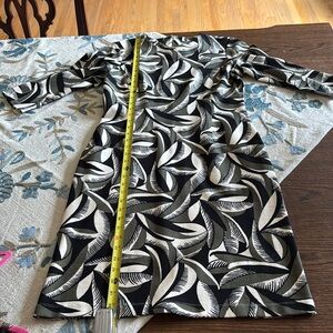 J. McLaughlin Black, khaki and Cream Leaf Print Dress. Minimally worn.